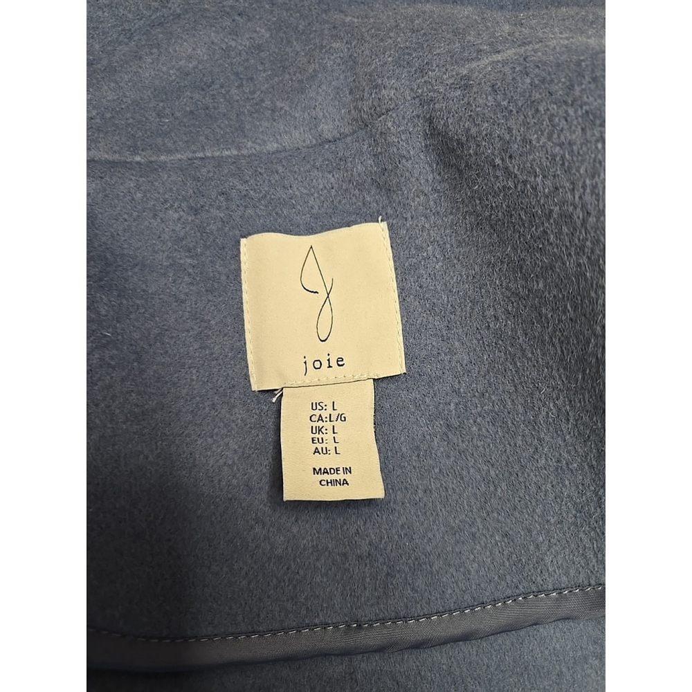 Joie Women's Light Blue Woold Blend Full Zip Flap Pocket Hip Length Coat Large - Picture 8 of 9